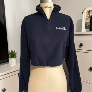 Adidas Originals Cropped Fleece Athletic League Sweatshirt Navy Women's XS